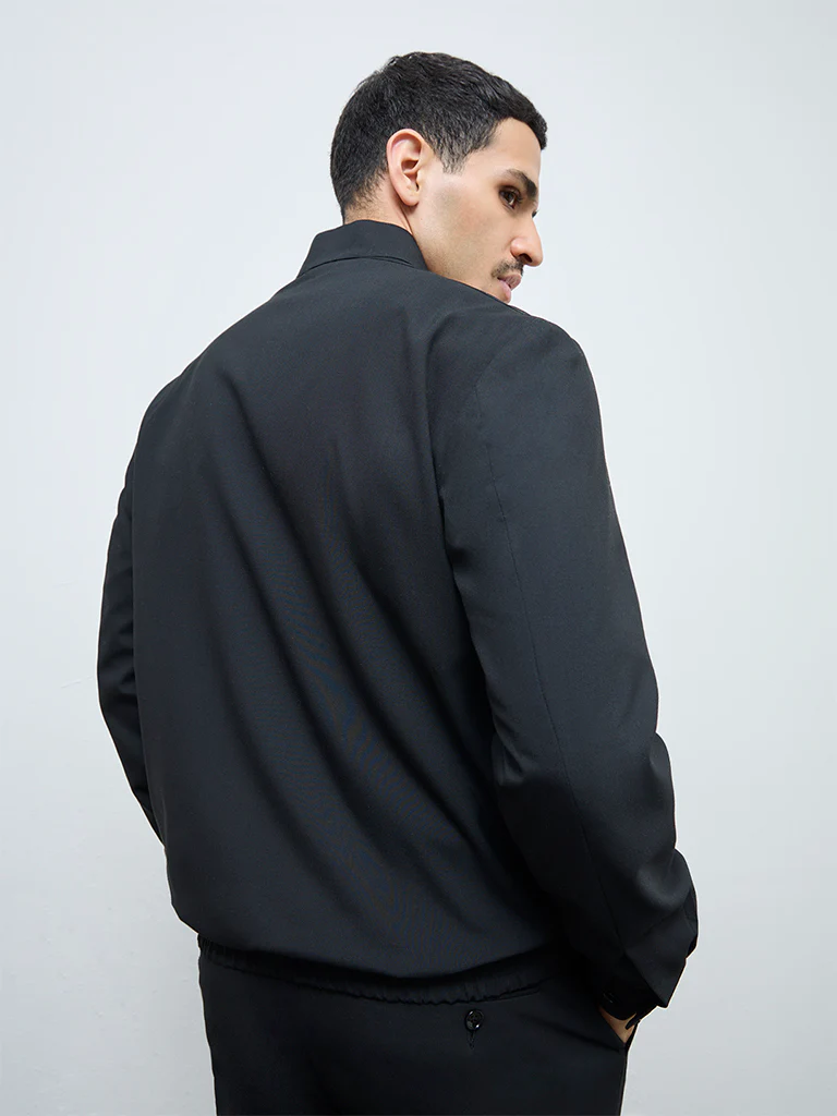 WES Formals Black Solid Slim-Fit Jacket - Image 5