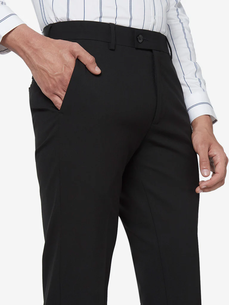 WES Formals Black Ultra Slim Fit Trousers - Image 2