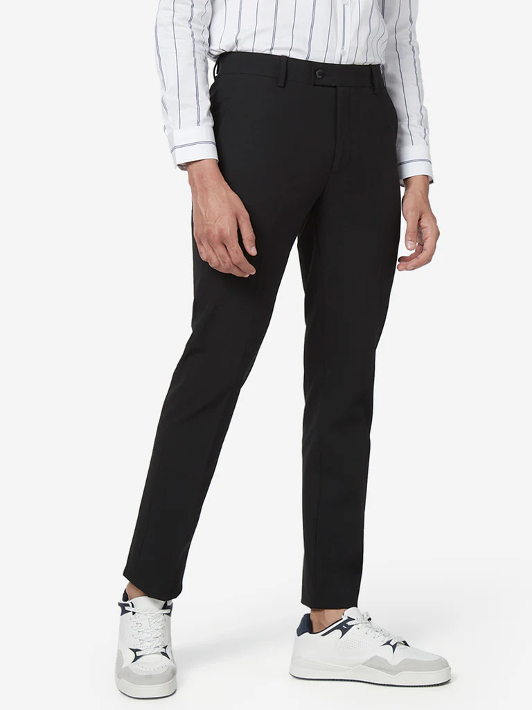 WES Formals Black Ultra Slim Fit Trousers - Image 3