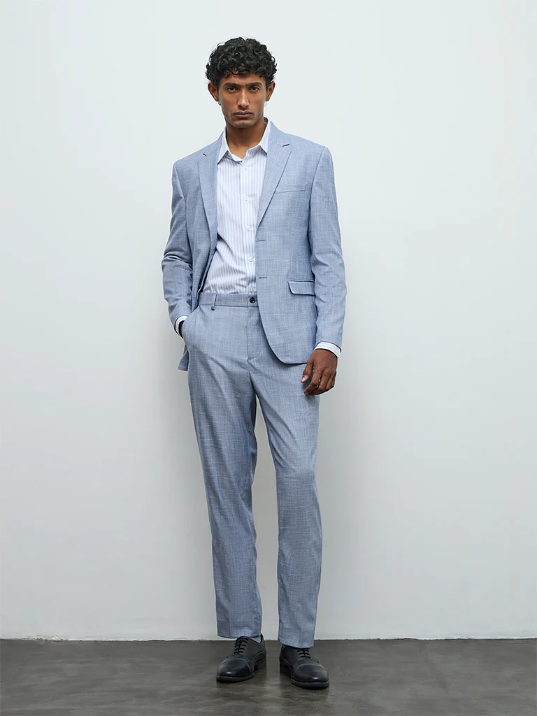 WES Formals Blue Slim-Fit Blazer - Image 2