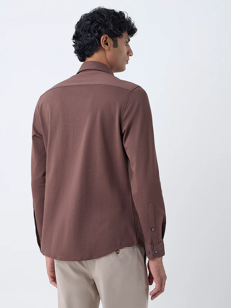 WES Formals Brown Relaxed-Fit Shirt - Image 5