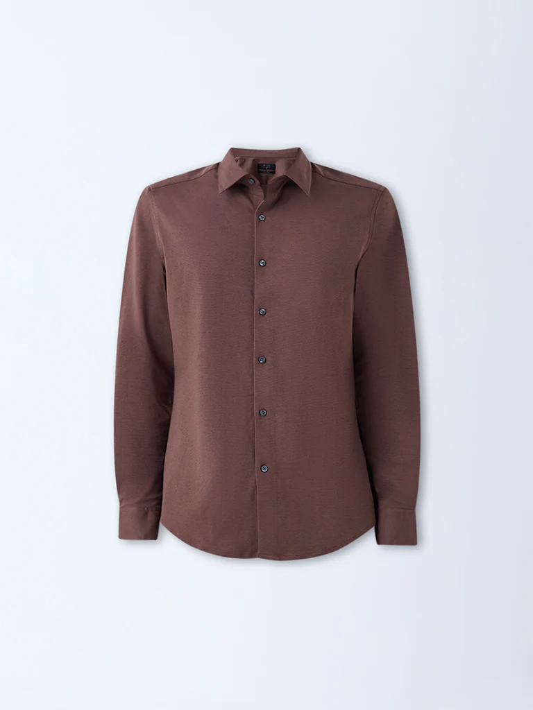 WES Formals Brown Relaxed-Fit Shirt - Image 6