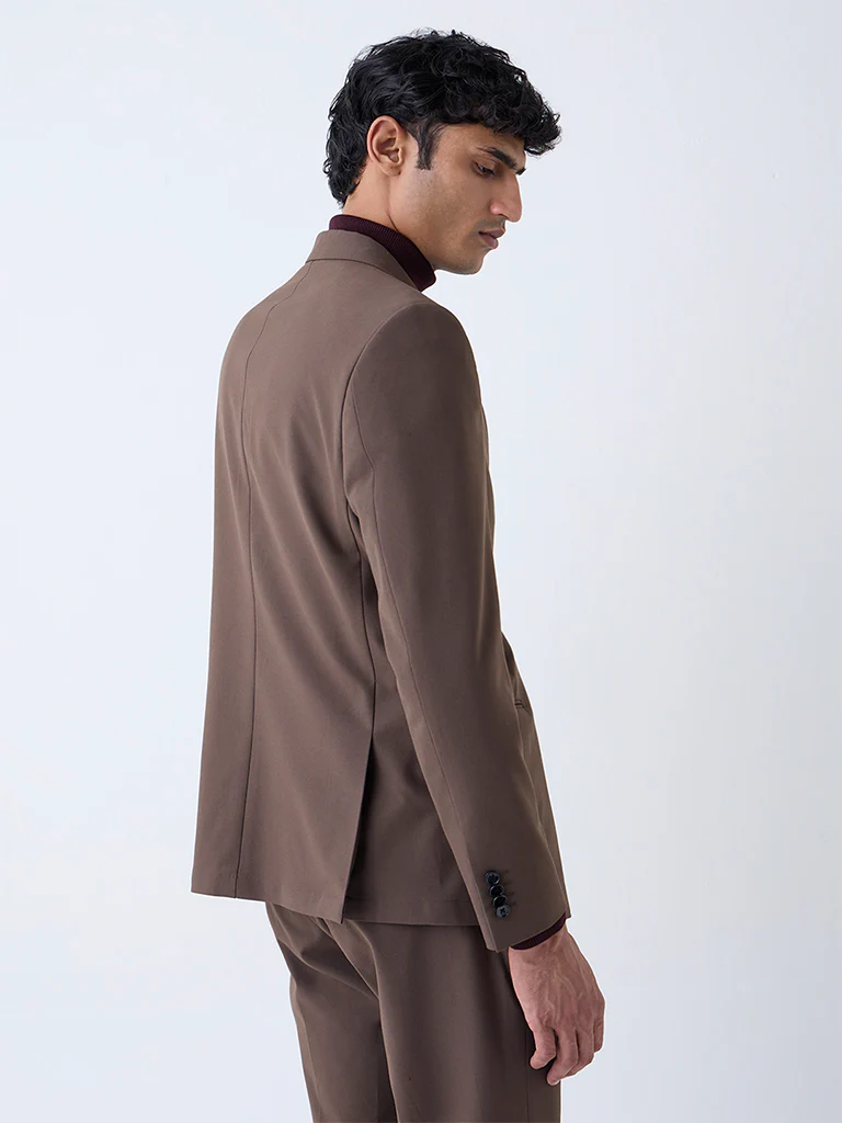 WES Formals Brown Slim-Fit Blazer - Image 4
