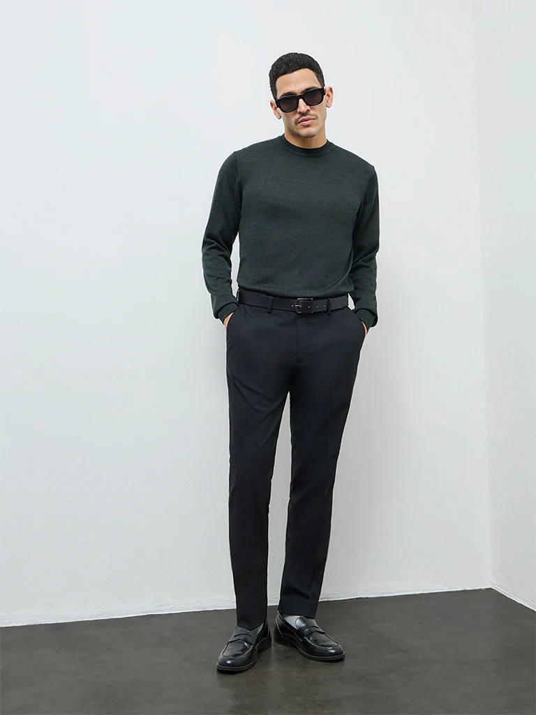 WES Formals Dark Green Relaxed-Fit Sweater - Image 4