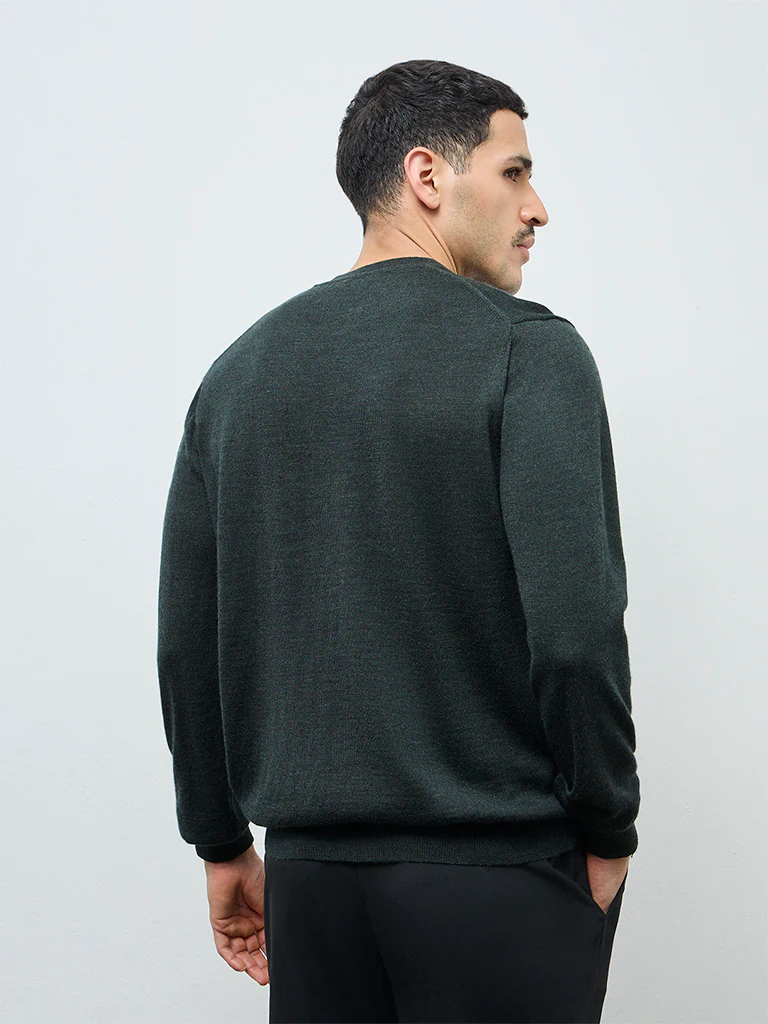 WES Formals Dark Green Relaxed-Fit Sweater - Image 5