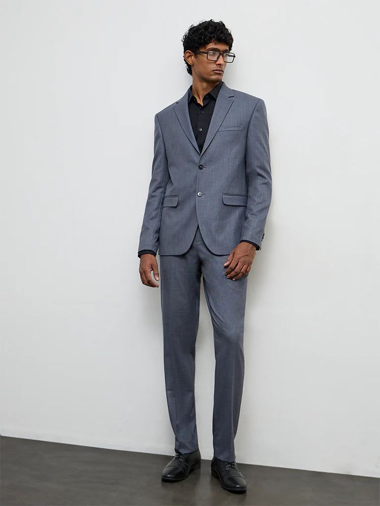 WES Formals Dark Grey Slim-Fit Blazer