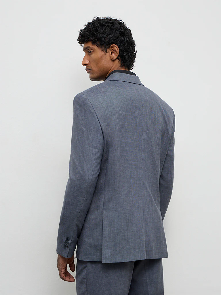 WES Formals Dark Grey Slim-Fit Blazer - Image 4