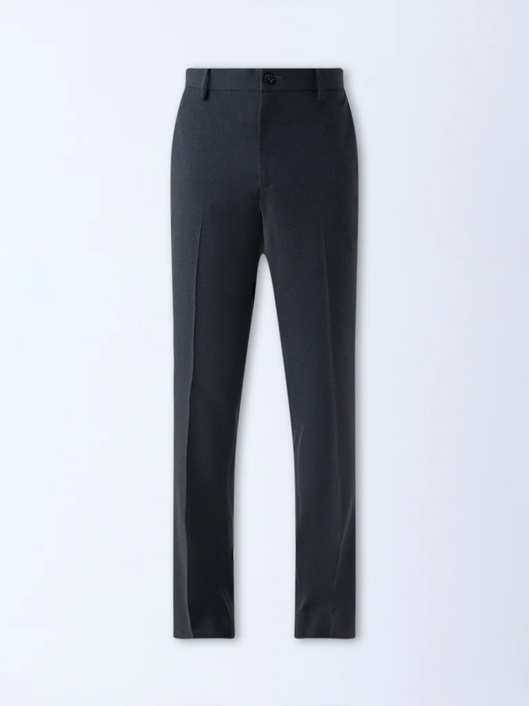 WES Formals Dark Grey Slim-Fit Mid-Rise Trousers - Image 6
