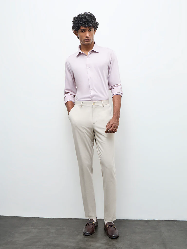 WES Formals Dusty Pink Solid Slim-Fit Shirt - Image 2