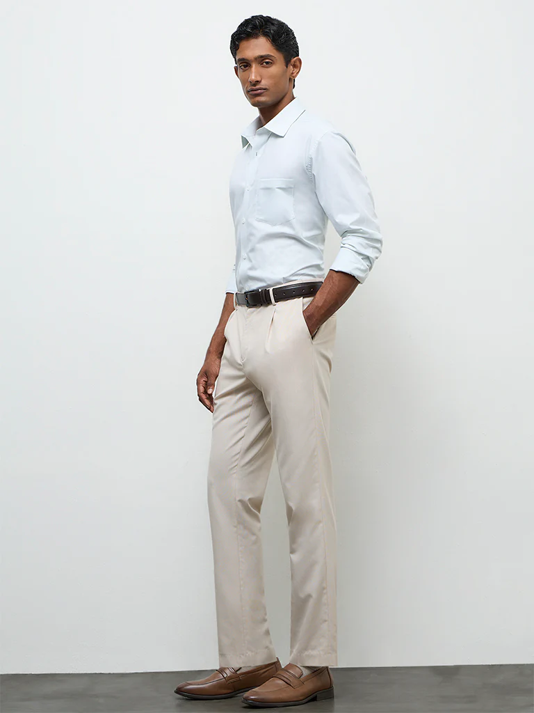 WES Formals Green Checkered Slim-Fit Cotton Shirt - Image 2
