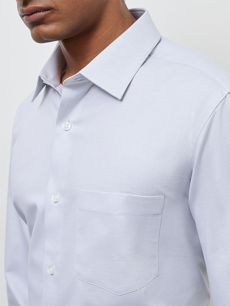 WES Formals Grey Relaxed-Fit Cotton Shirt - Image 3
