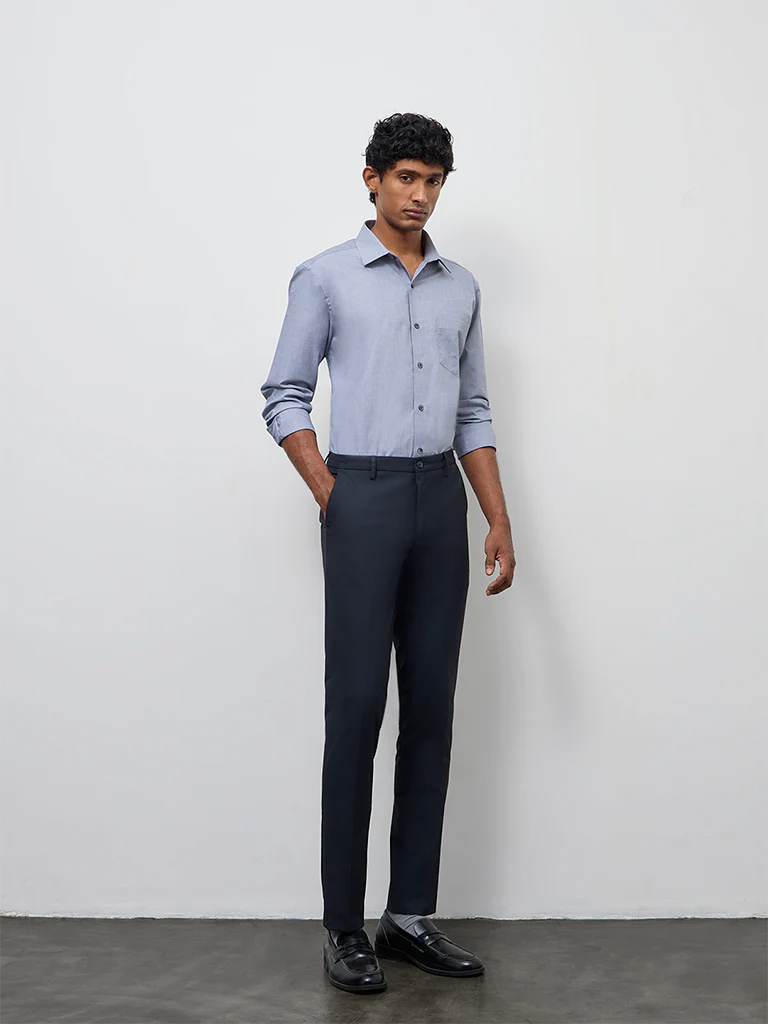 WES Formals Grey Relaxed-Fit Cotton Shirt - Image 2