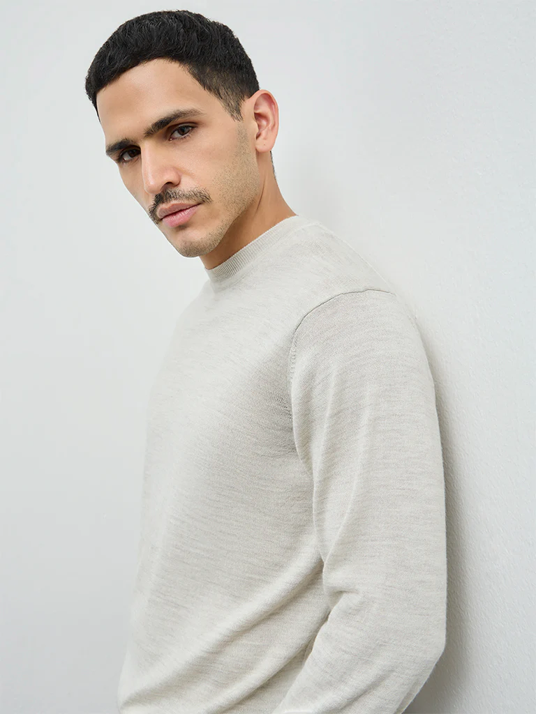 WES Formals Grey Relaxed-Fit Sweater - Image 4