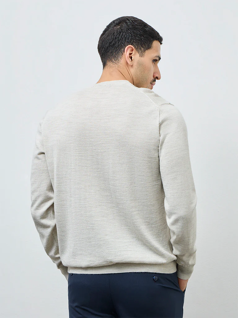 WES Formals Grey Relaxed-Fit Sweater - Image 5