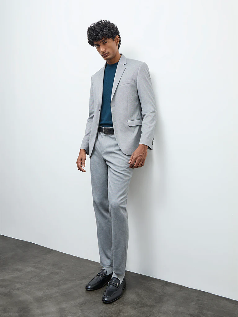 WES Formals Grey Slim-Fit Blazer - Image 2