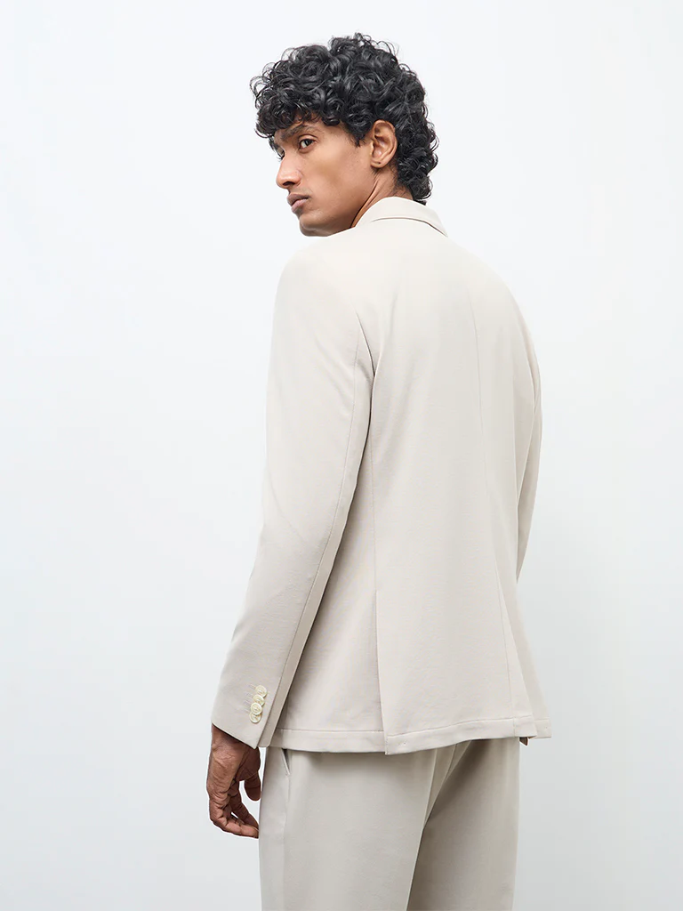 WES Formals Ivory Solid Slim-Fit Blazer - Image 4
