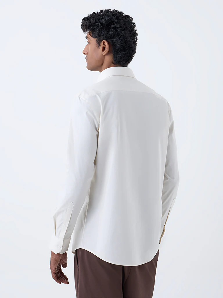 WES Formals Light Beige Cotton Ultra Slim Fit Shirt - Image 5