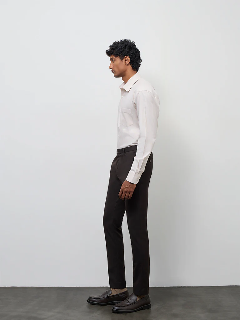 WES Formals Light Beige Relaxed-Fit Cotton Shirt - Image 2