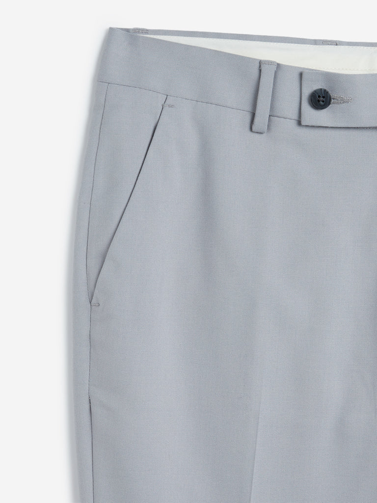 WES Formals Light Grey Slim Fit Trousers - Image 3
