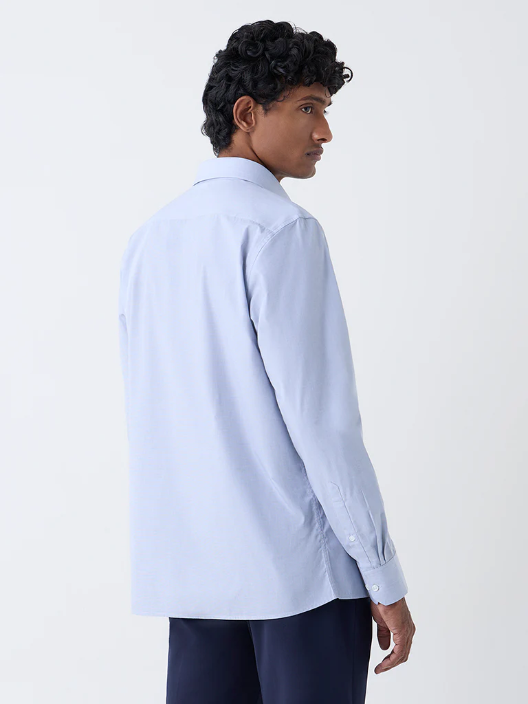 WES Formals Light Grey Solid Slim-Fit Cotton Shirt - Image 4