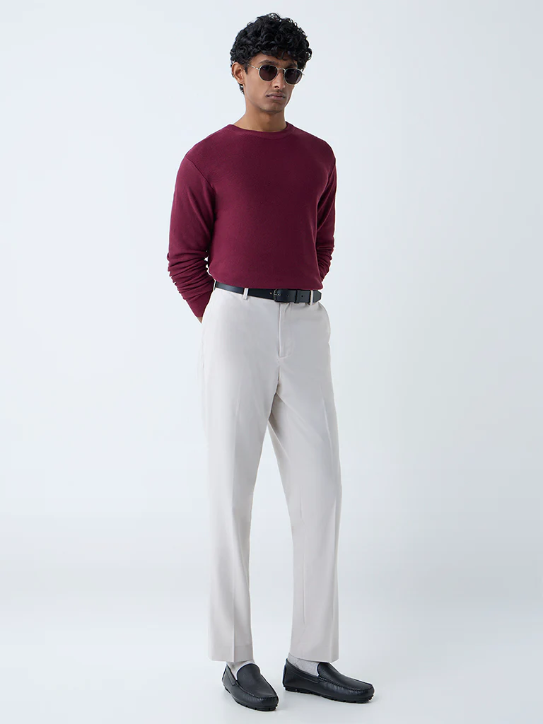 WES Formals Maroon Slim-Fit Sweater - Image 4