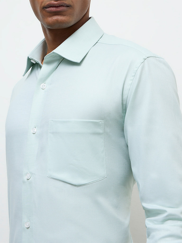 WES Formals Mint Slim-Fit Cotton Shirt - Image 3