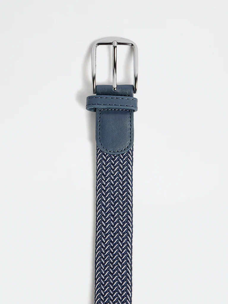 Wes Formals Navy Braided Belt - Image 3