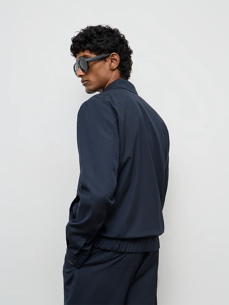 WES Formals Navy Pinstripe Slim-Fit Jacket - Image 4