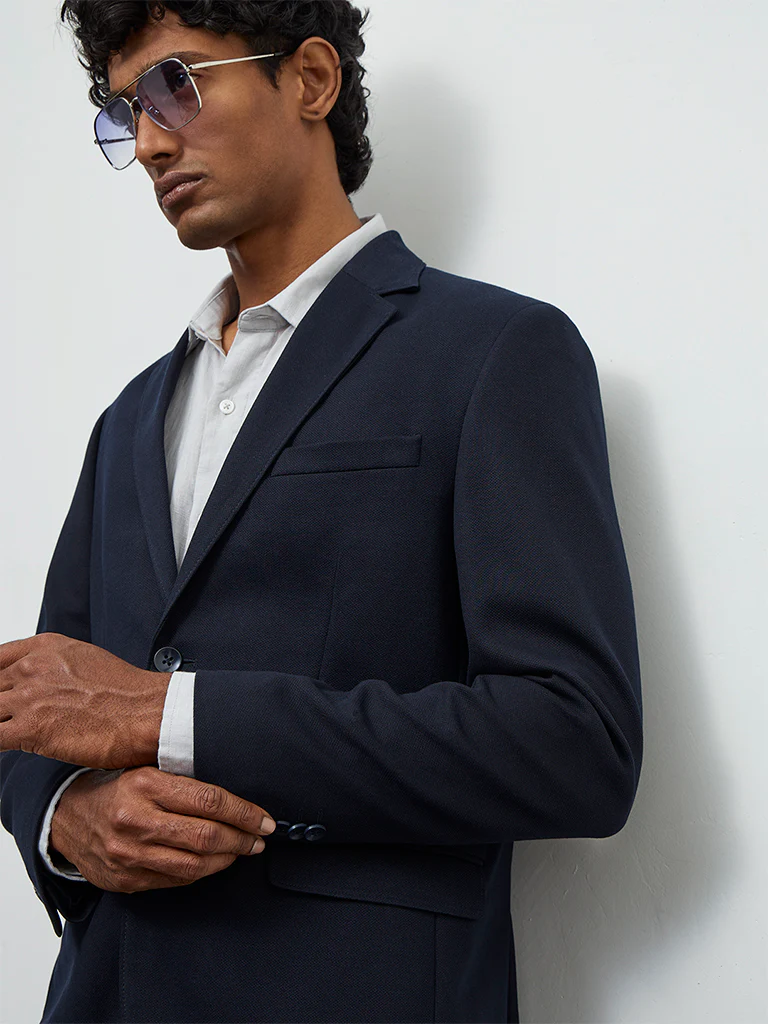 WES Formals Navy Slim-Fit Blazer - Image 3