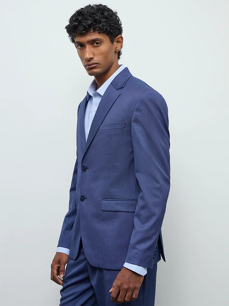 WES Formals Navy Slim-Fit Blazer