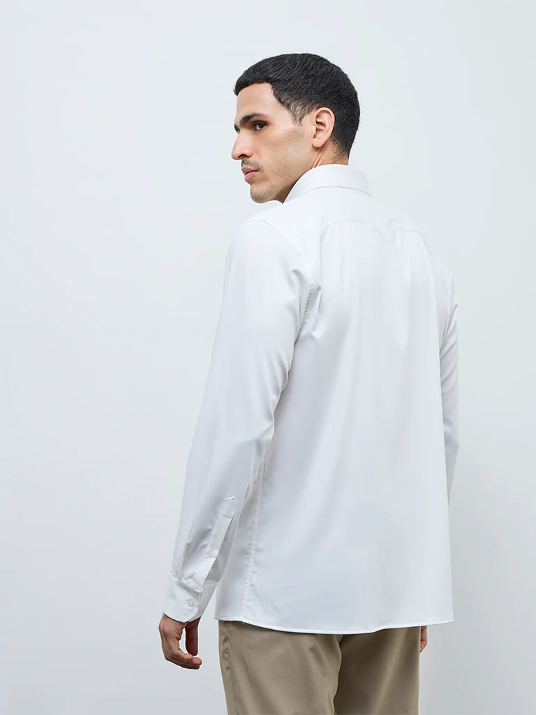 WES Formals Off-White Slim-Fit Shirt - Image 5