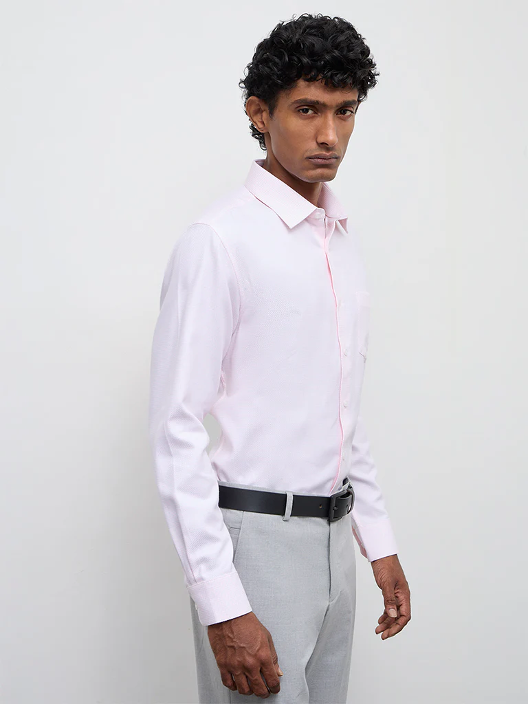 WES Formals Pink Slim-Fit Cotton Shirt - Image 2