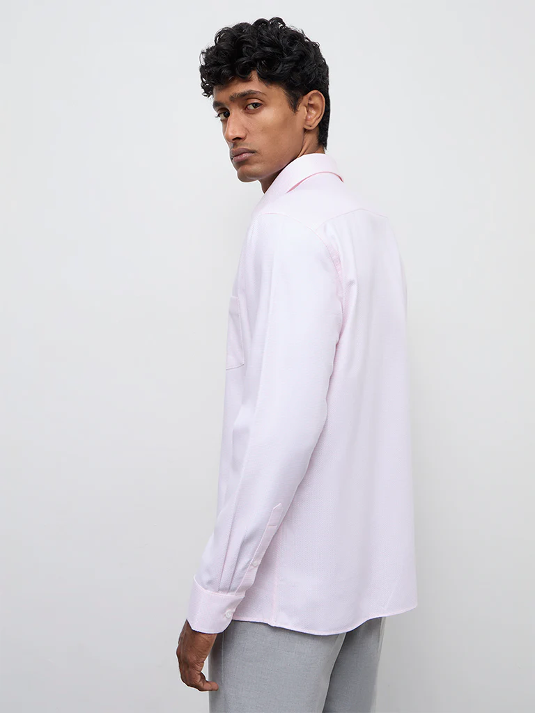 WES Formals Pink Slim-Fit Cotton Shirt - Image 4