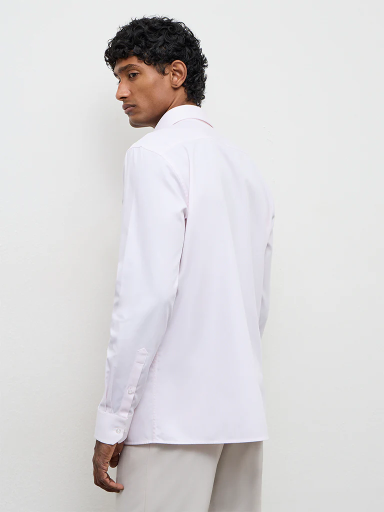 WES Formals Pink Slim-Fit Cotton Shirt - Image 4