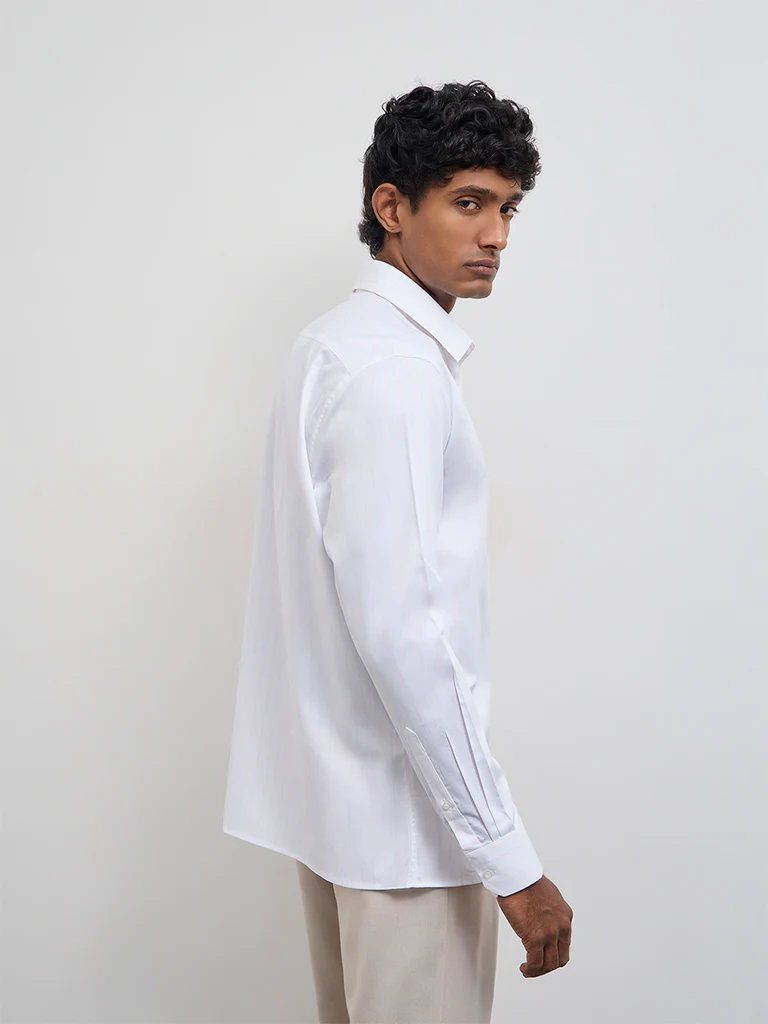 WES Formals Pink Striped Slim-Fit Cotton Shirt - Image 4
