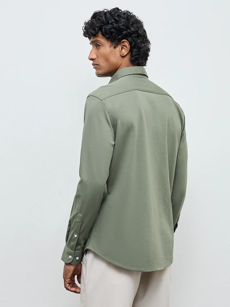 WES Formals Sage Slim-Fit Cotton-Blend Shirt - Image 5
