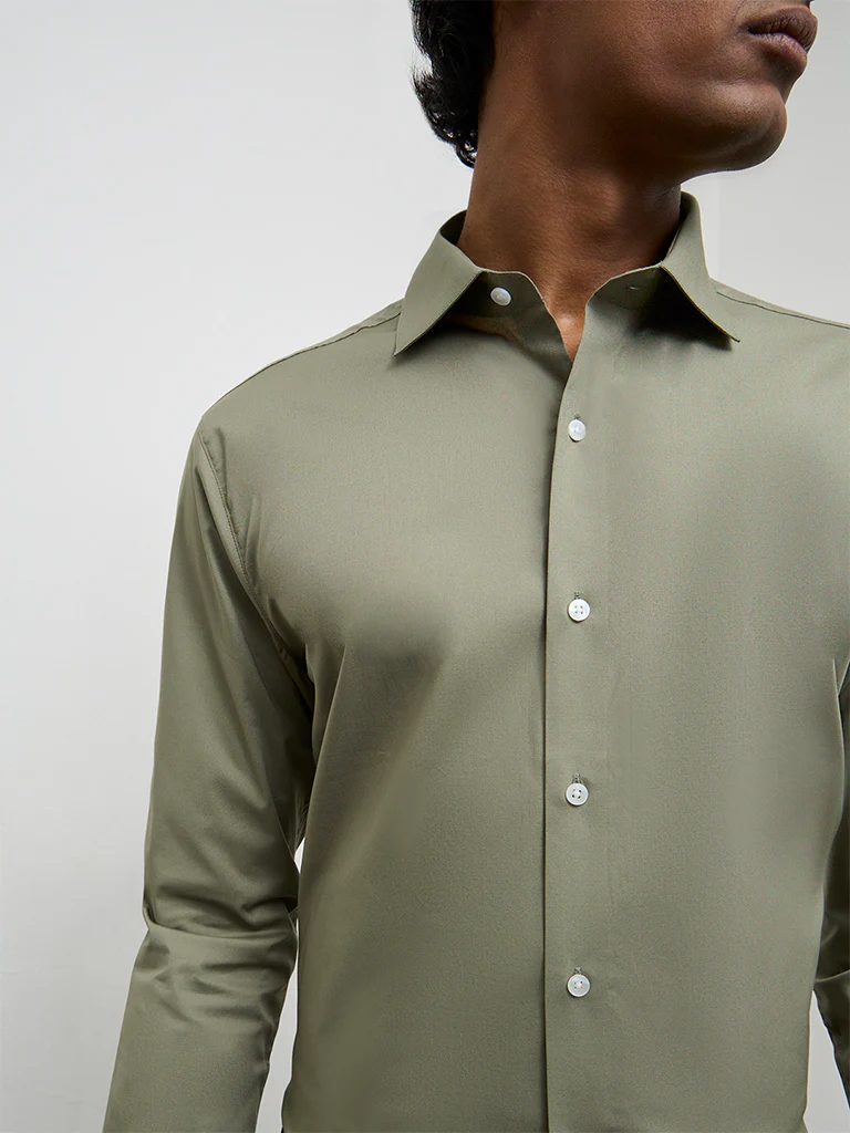 WES Formals Sage Ultra Slim-Fit Cotton-Blend Shirt - Image 3