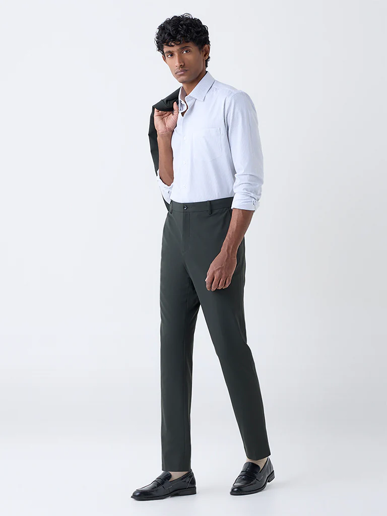 WES Formals White Pinstriped Relaxed-Fit Cotton Shirt - Image 3
