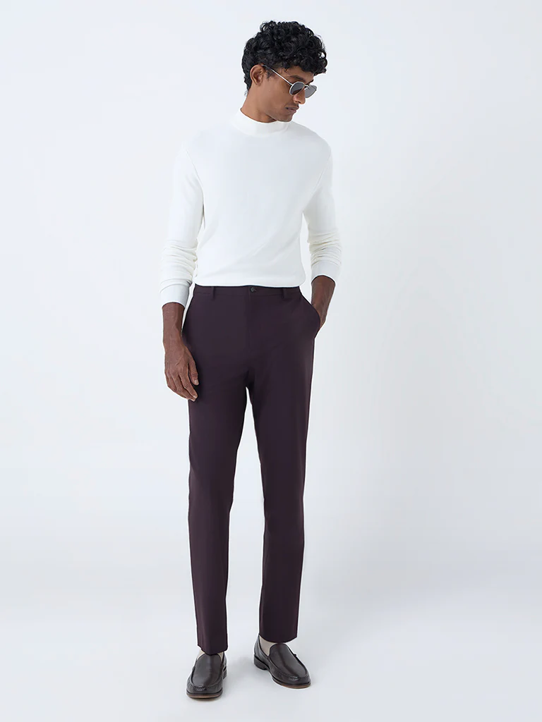 WES Formals White Solid Slim-Fit Sweater - Image 4