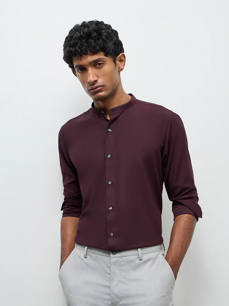 WES Formals Wine Ultra Slim-Fit Shirt