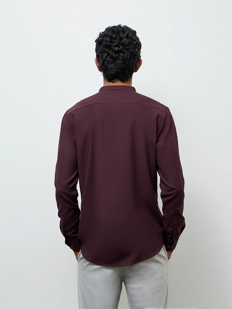 WES Formals Wine Ultra Slim-Fit Shirt - Image 5