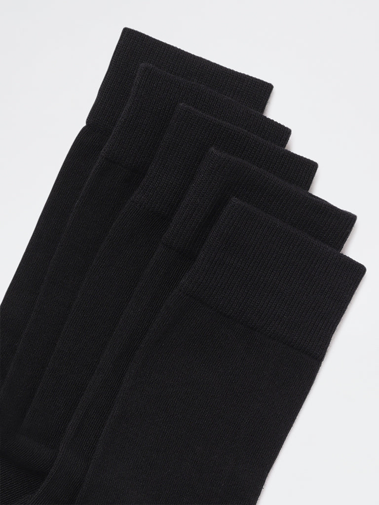WES Lounge Black Colorblock Cotton-Blend Full-Length Socks - Pack of 5 - Image 3