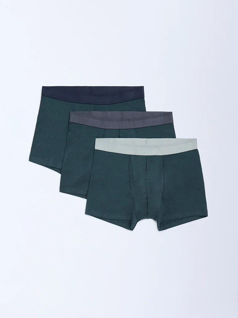 WES Lounge Black Cotton Trunks - Pack of 3