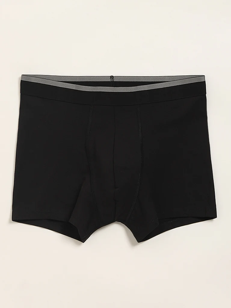 WES Lounge Black Printed Cotton-Blend Relaxed Fit Trunks - Pack of 3 - Image 3