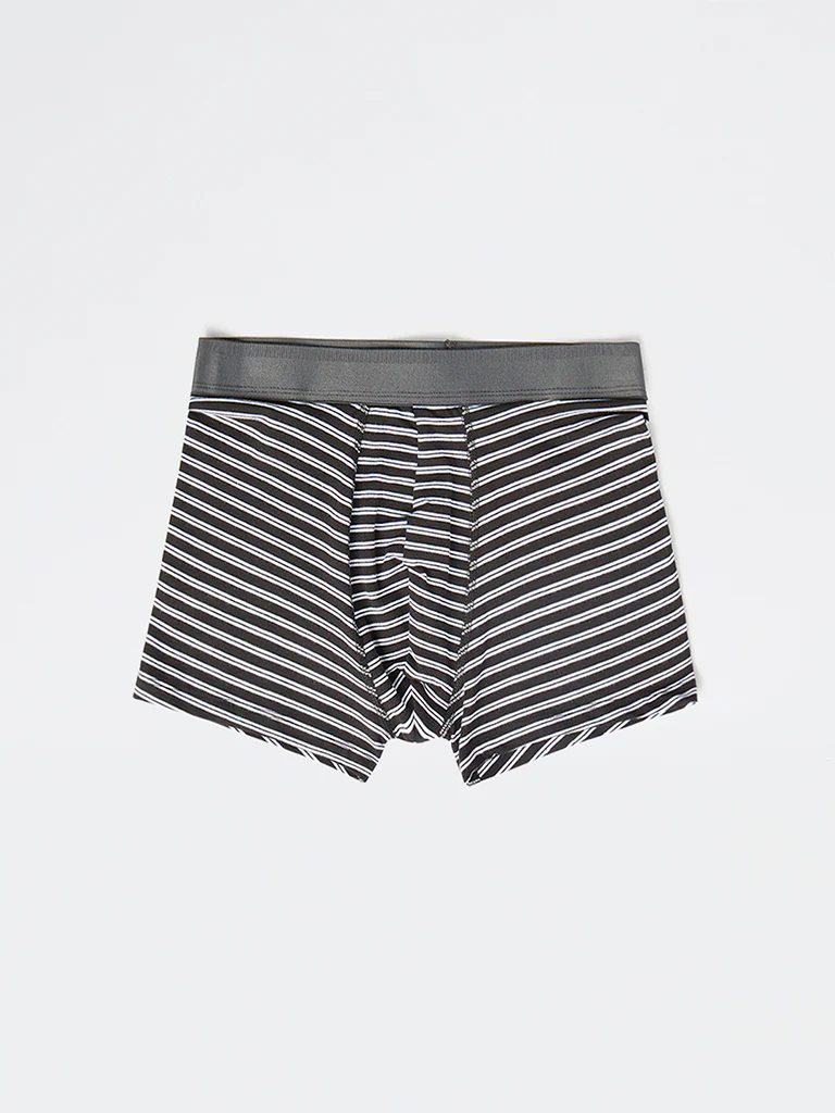WES Lounge Black Striped Cotton Trunks - Pack of 3 - Image 2