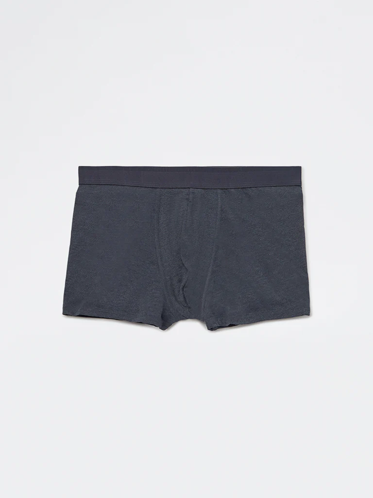 WES Lounge Blue Solid Cotton-Blend Trunks - Pack of 3 - Image 3