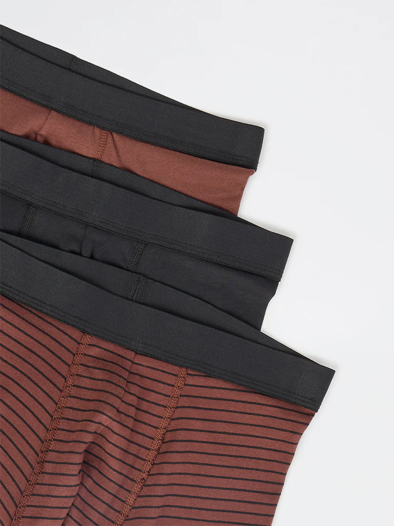 WES Lounge Brown Cotton Trunks - Pack of 3 - Image 4