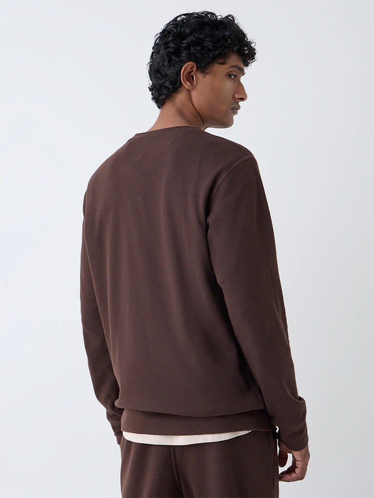 WES Lounge Brown Relaxed-Fit Cotton-Blend Sweatshirt - Image 5