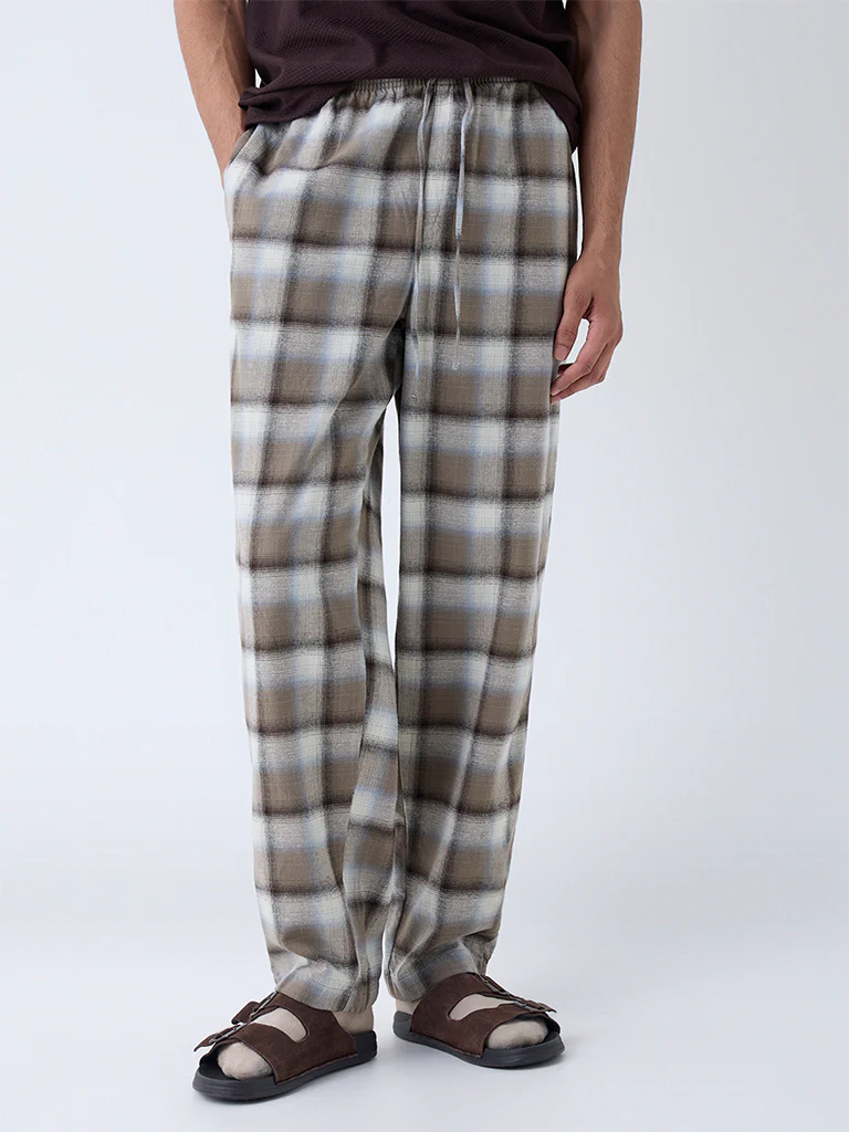 WES Lounge Brown Relaxed-Fit Mid-Rise Cotton Pants - Image 2