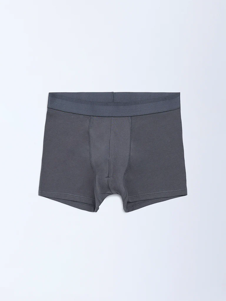 WES Lounge Dark Grey Cotton Trunks - Pack of 3 - Image 3